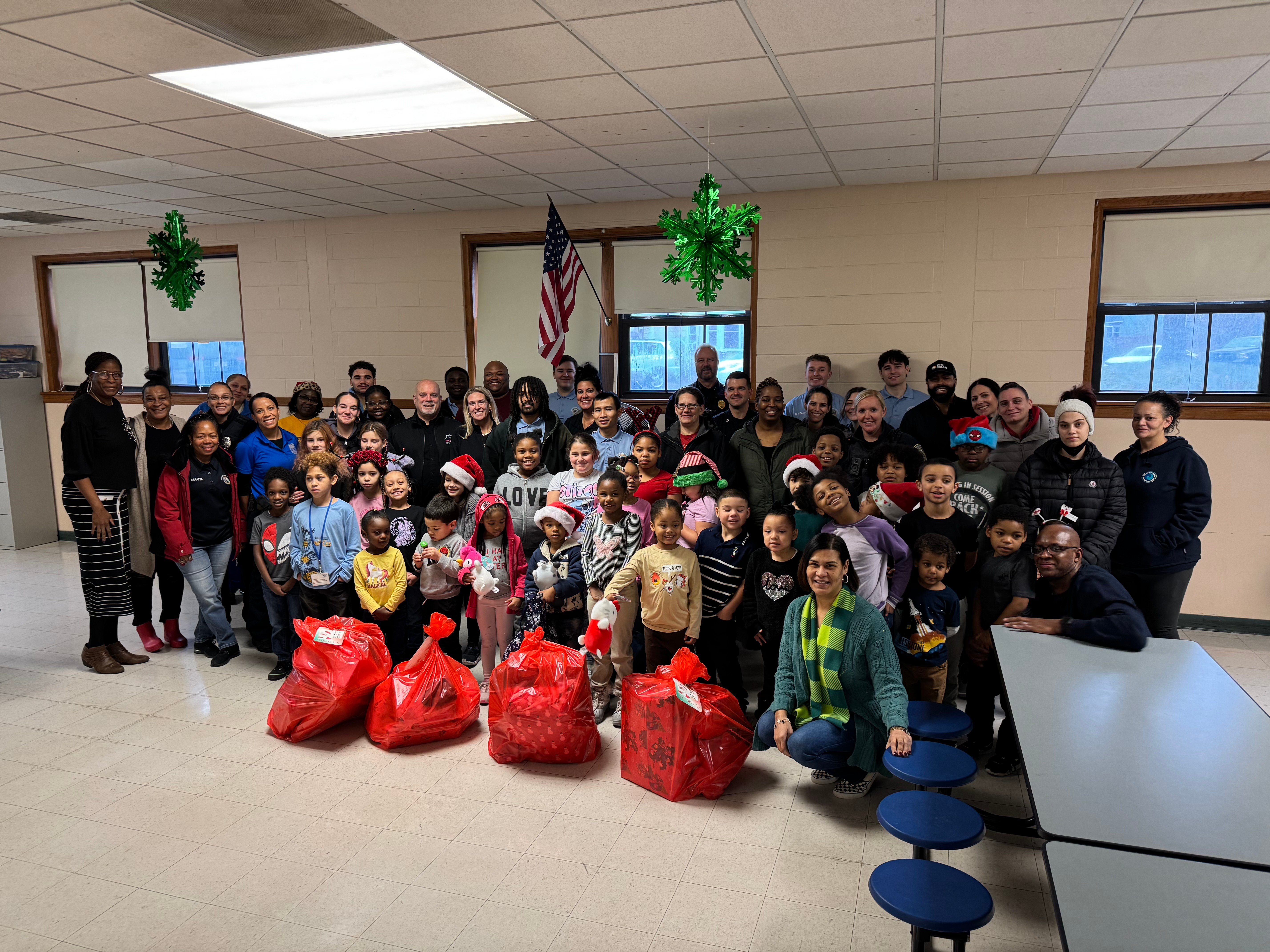 Students with Gift Baskets